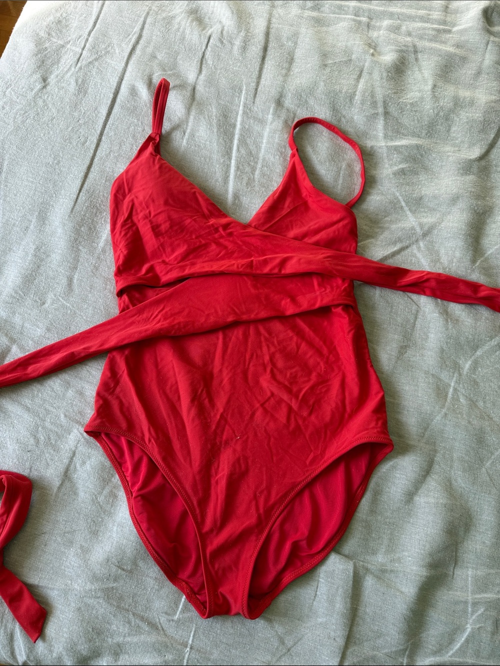 Aqua Red Wrap-Front One-Piece swimsuit